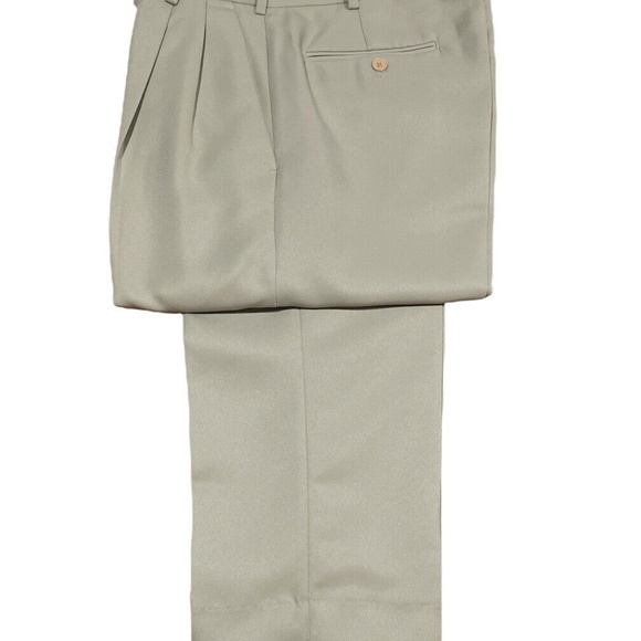 Maxini Collezione Pleated Front Dress Pants Slacks Brown, Gray, Tan Men's 32W - Picture 6 of 9